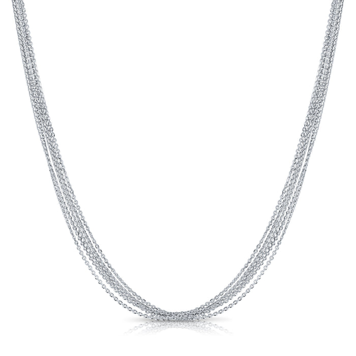 925 Sterling Silver Italian Multi-Row Cable Chain Necklace