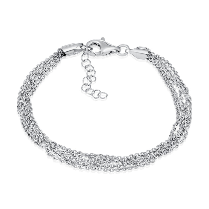925 Sterling Silver Italian Multi-Row Cable Chain Bracelet, Adjustable 7"-8"