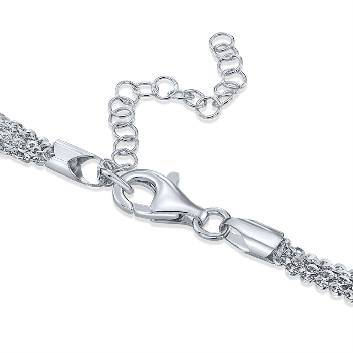 925 Sterling Silver Italian Multi-Row Cable Chain Necklace