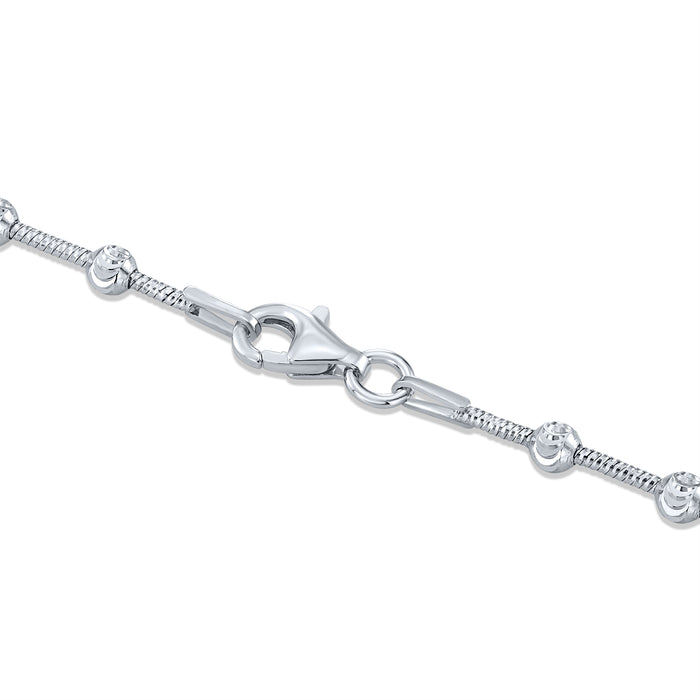 925 Sterling Silver Diamond Cut Beaded Moon Chain