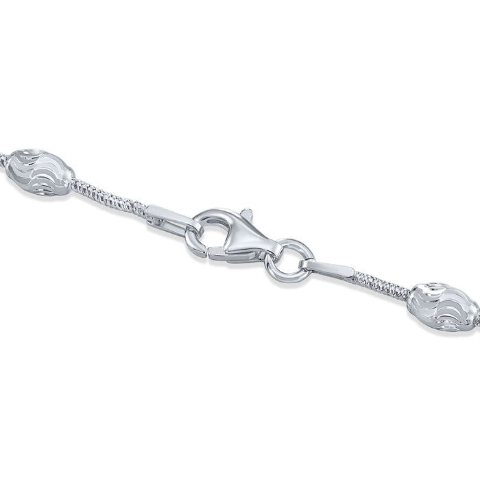 Sterling Silver Diamond-Cut Oval Bead Chain Necklace