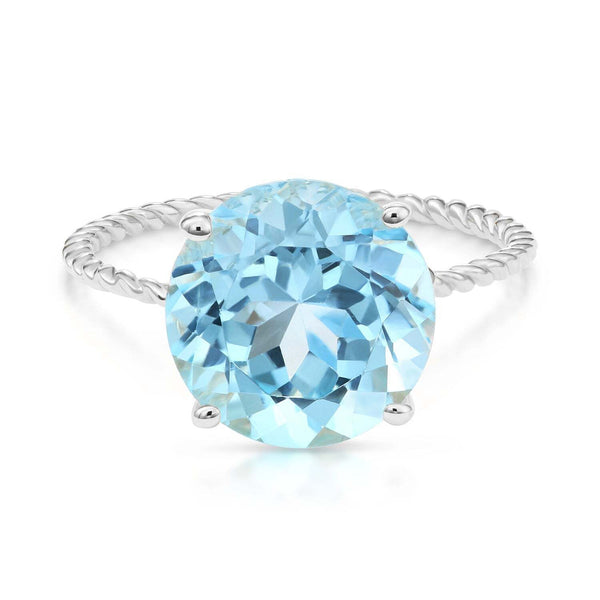 925 Sterling Silver Sky Blue Topaz Gemstone Ring, 5.6 CTW