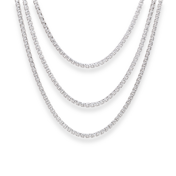 925 Italian Sterling Silver Diamond-cut Box Chain Necklace