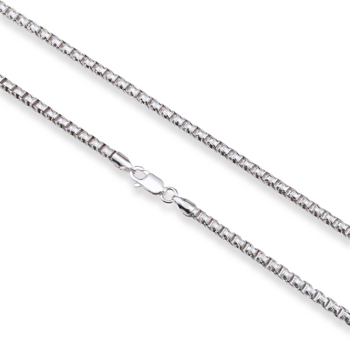925 Italian Sterling Silver Diamond-cut Box Chain Necklace