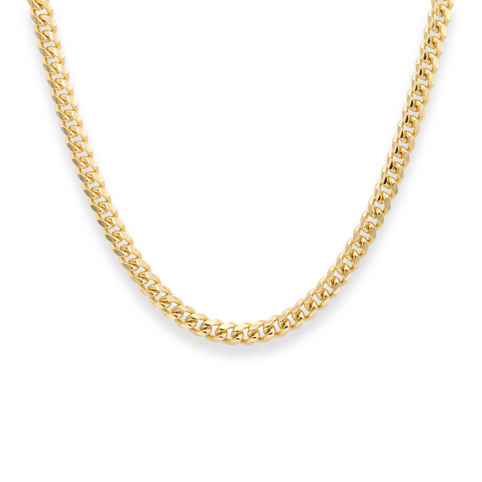 Solid .925 Silver Cuban Link Chain with Gold Plating and Lobster Lock - 5mm