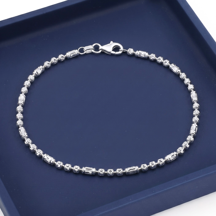 Sterling Silver Diamond-Cut Italian Bead Bracelet
