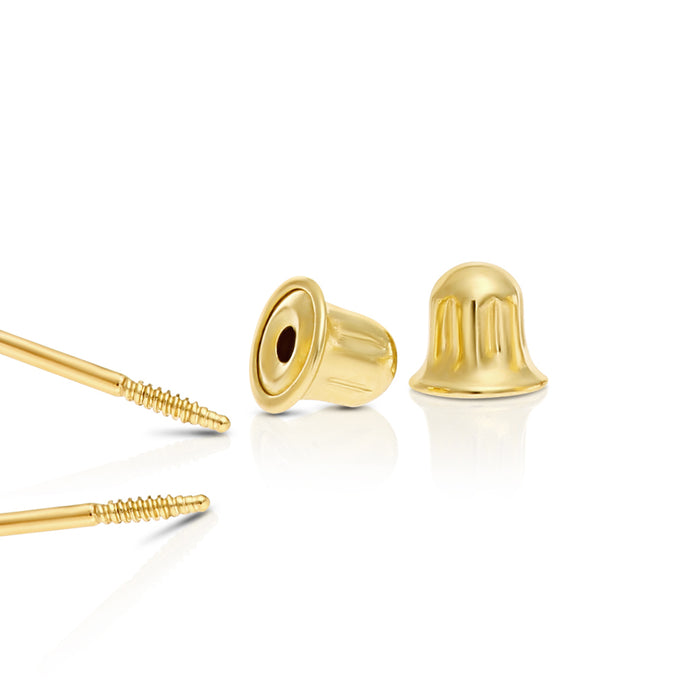 14K Yellow Gold Ball Stud Earrings - Screwbacks