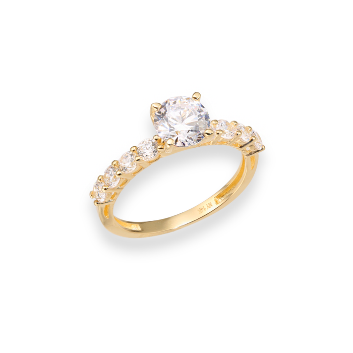 14k Gold Ring with Round CZ
