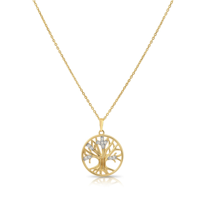 14K Yellow Gold Lab Diamond Tree of Life Pendant