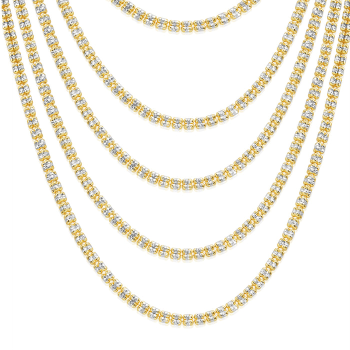 Sterling Silver Two-Tone Diamond-Cut Ice Chain Necklace