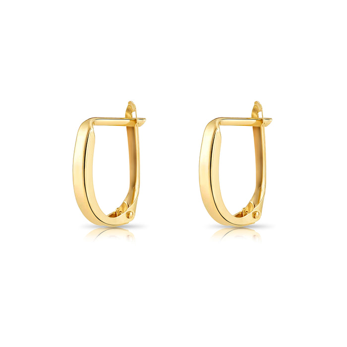 10K Yellow Gold Classic Oval Huggie Hoop Earrings