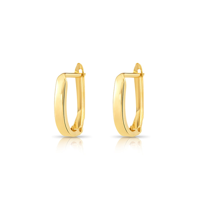 10K Yellow Gold Classic Oval Huggie Hoop Earrings