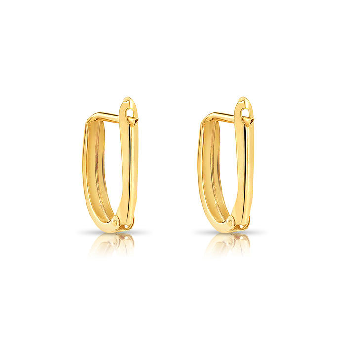 10K Yellow Gold Classic Oval Huggie Hoop Earrings