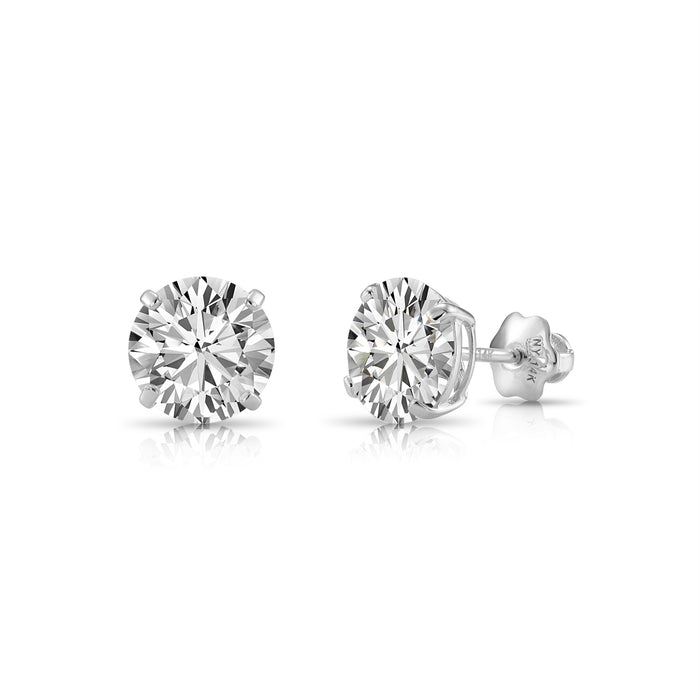 14K WHITE GOLD & LAB DIAMOND SOLITAIRE STUD EARRINGS - SCREWBACK