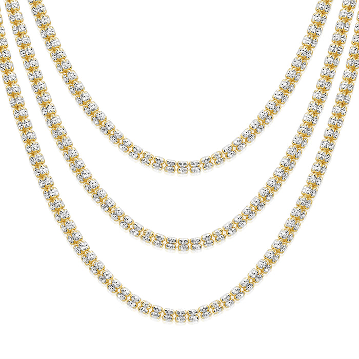 Sterling Silver Two-tone Diamond-Cut Ice Chain
