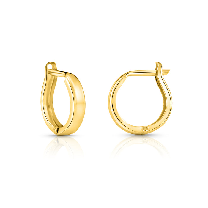 14K Gold Huggie Hoop Earrings - 13mm