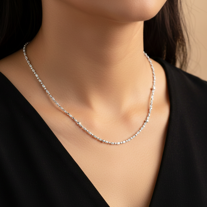 Sterling Silver Diamond-Cut Bead Chain Necklace