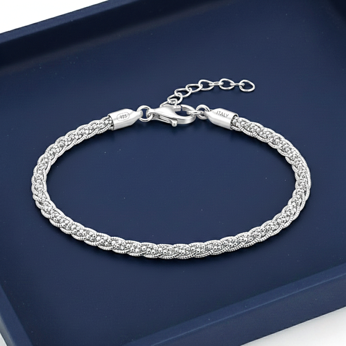 Sterling Silver Twisted Rope Snake Chain Bracelet