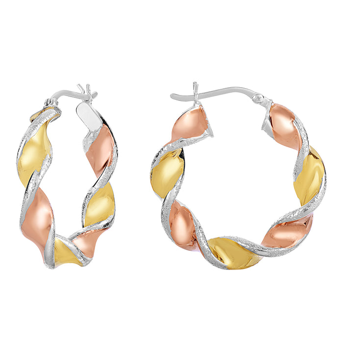 Sterling Silver Tricolor Hoops NYD30M3T