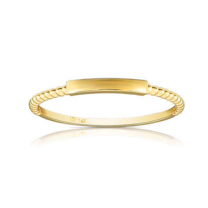 14k Yellow Gold Bar Ring