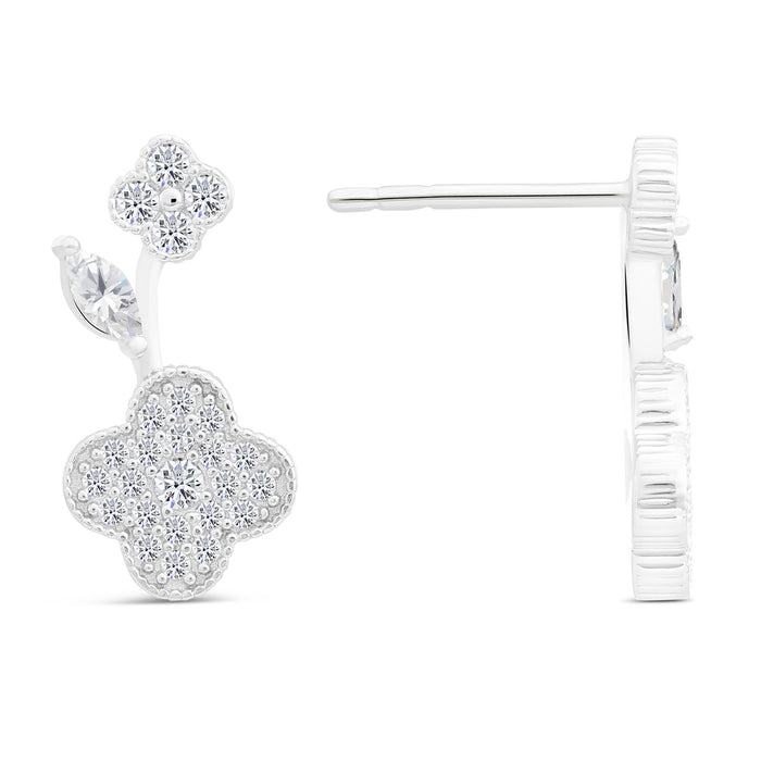 Sterling Silver & Cubic Zirconia Clover Stud Earring NYFLE3682