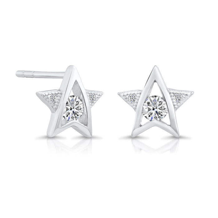 Sterling Silver & Cubic Zirconia Star Stud Earring NYFLE2147