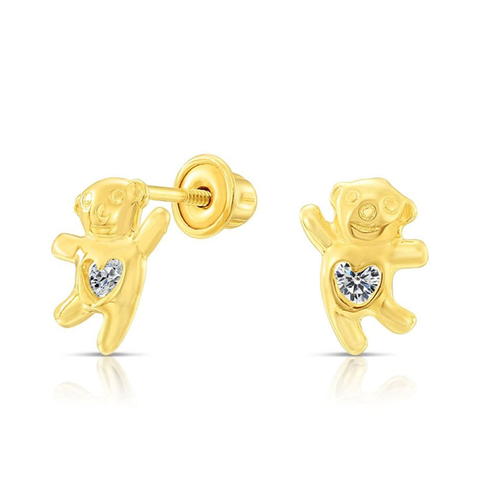 10k Yellow Gold Bear Stud Earrings