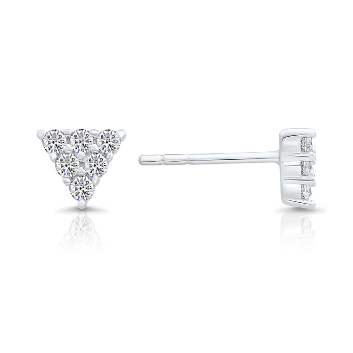 Sterling Silver & Cubic Zirconia Triangle Stud Earring NYFLE2544