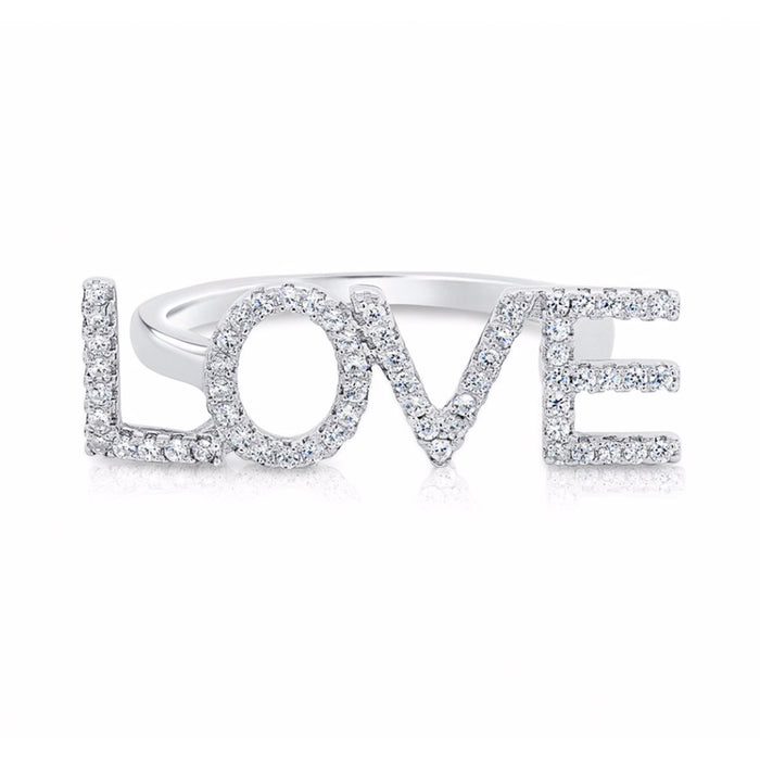 Sterling Silver Love Ring with CZ
