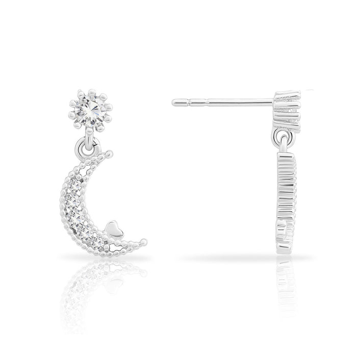 Sterling Silver Crescent Moon Stud Earring
