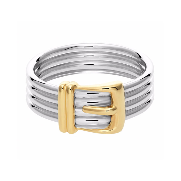 Sterling Silver Two-tone Buckle Style Ring