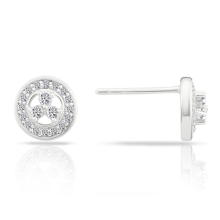 Sterling Silver & Cubic Zirconia Round Stud Earring