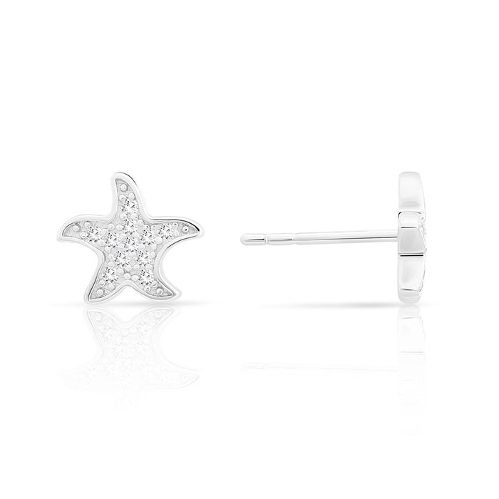 Sterling Silver & Cubic Zirconia Starfish Stud Earring