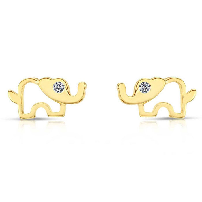 10k Yellow Gold Elephant Stud Earrings