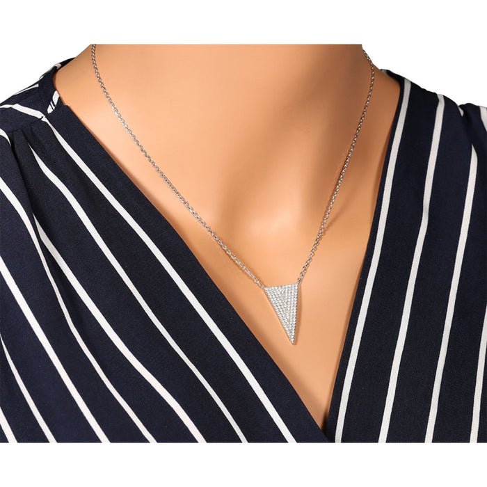 Sterling Silver Triangle CZ Necklace - Adjustable