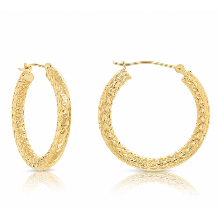 14k Yellow Gold Hoops Earrings with Alligator DC Design