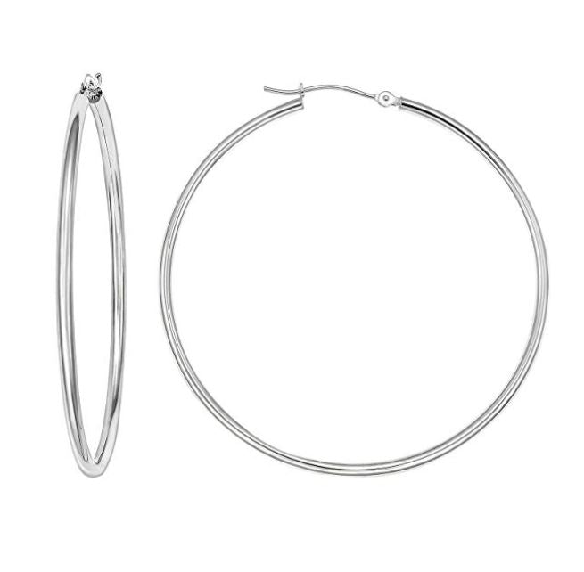 14K Yellow Gold 2 Inch Classic Polished Hoop
