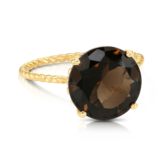 14k Gold Smokey Quartz Semi-precious Gemstone Ring