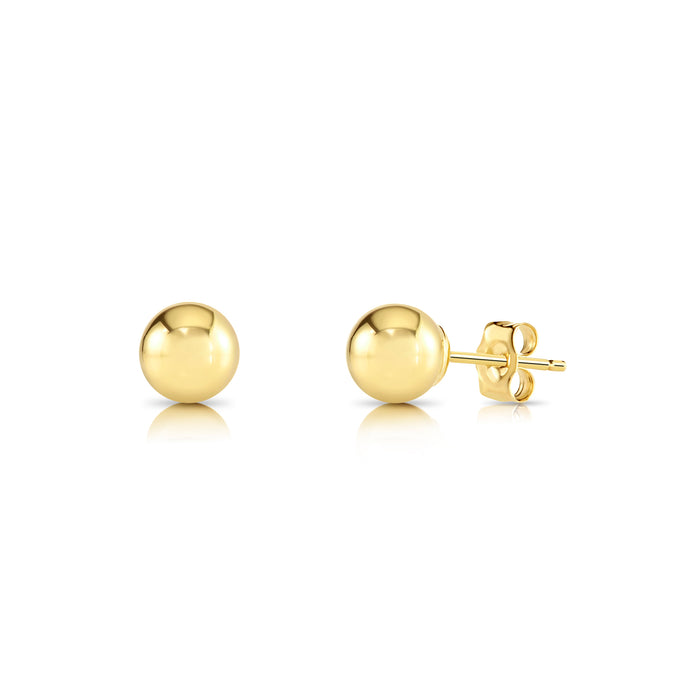 14k Yellow Gold Classic Ball Stud Earrings - Pushback