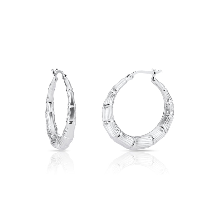 Sterling Silver Bamboo Style Hoops NYA3568S3I