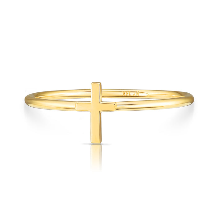 14k Yellow Gold Cross & Infinity Ring Set