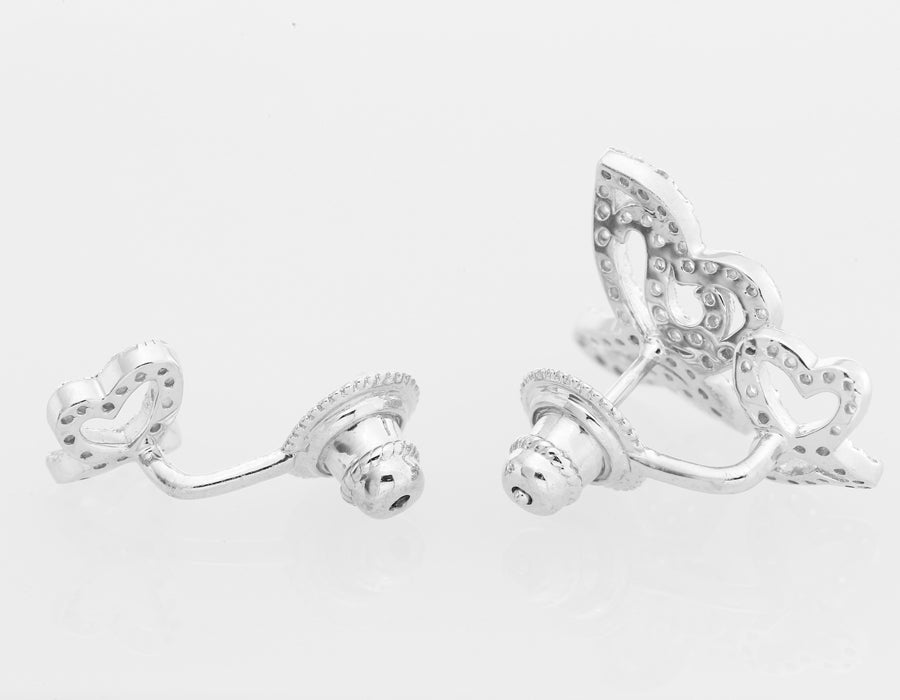 Sterling Silver 2 in 1 CZ Butterfly Earrings