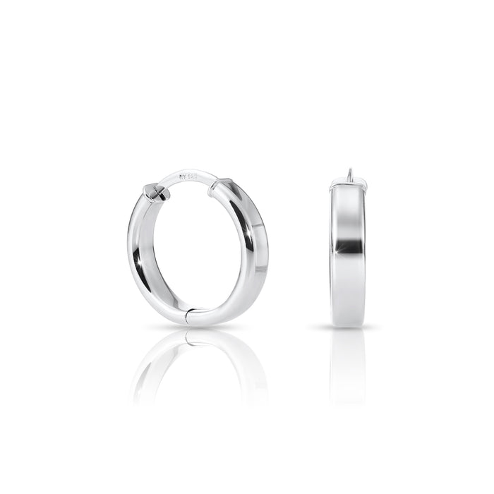 Shiny Small Huggie Hoop in Sterling Silver
