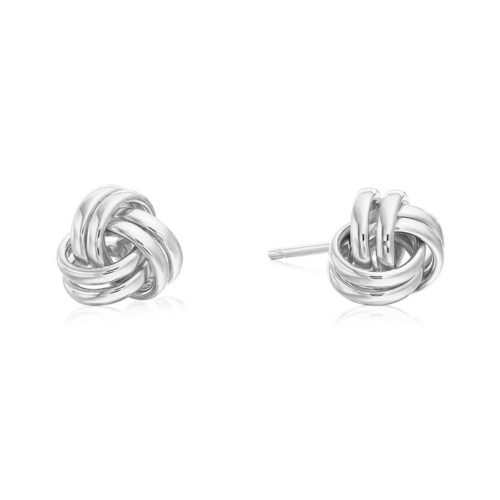 14k White Gold Polished Love Knot Stud Earrings with Pushback