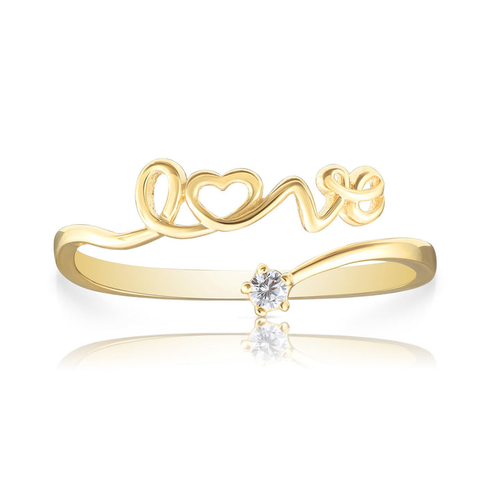 14k Yellow Gold "LOVE" Ring with CZ