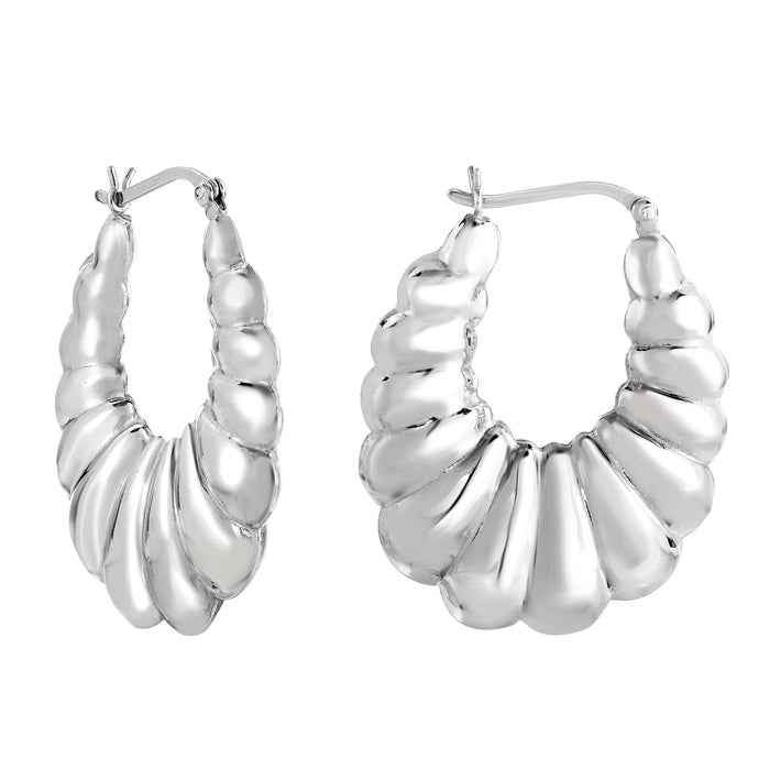 Sterling Silver Shrimp Style Hoop Earrings TLSEBM2-M