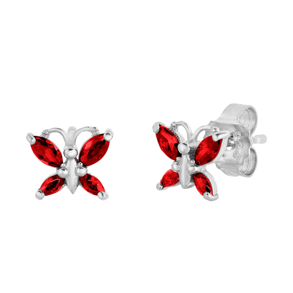 Sterling silver Butterfly Cubic Zirconia Birthstone Stud Earring NY713