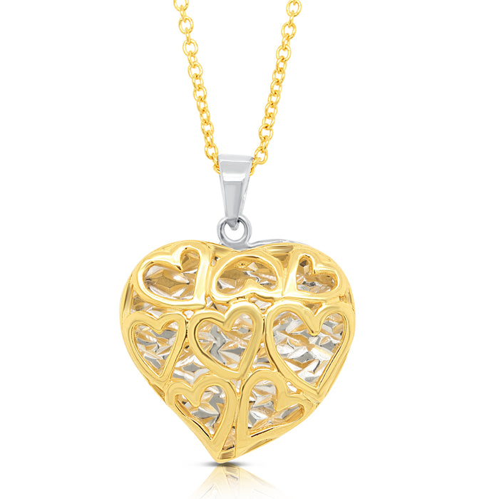 Sterling Silver Yellow Gold Plated Heart Capsule Necklace