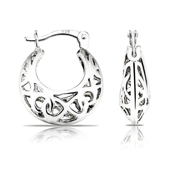 Boho Style Round Hoop Earrings in 925 Sterling Silver