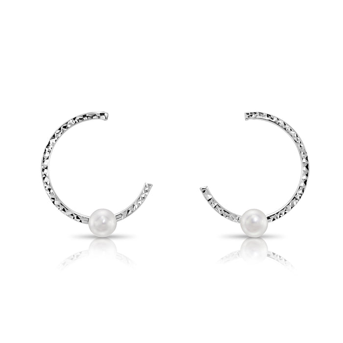Freshwater Pearl Hoop Earrings in 925 Sterling Silver